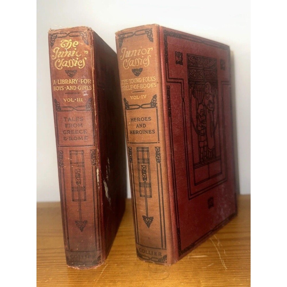 Junior Classics Collier 2 Book Lot Early 1900s Illustrated Fairy Tales Mythology